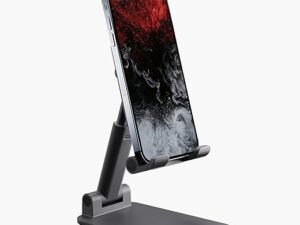 Ambrane Mobile Holding Tabletop Stand, 0-135 Perfect View, Height Adjustment, Wide Compatibility, Multipurpose, Anti-Skid Design (Twistand, Black)