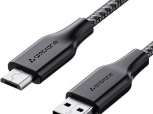 Ambrane Unbreakable 60W / 3A Fast Charging 1.5m Braided Micro USB Cable for Smartphones, Tablets, Laptops & Other Micro USB Devices, 480Mbps Data...
