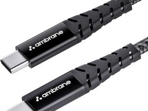 Ambrane Unbreakable 60W Fast Charging 1.5M Braided Type C to Type C Cable for Smartphones, Tablets, Laptops & Other Type C Devices, PD Technology,...