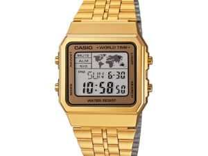 Casio Vintage A500WGA-9DF Digital Multicolor Dial Unisex Watch Gold Metal Strap (D134)
