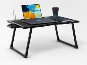 Cubiker Engineered Wood Multipurpose Foldable Laptop Table with Cup Holder | Table Home Study Writing Table, Foldable and Portable/Ergonomic Edges...