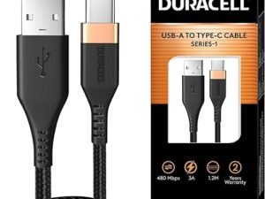 Duracell Usb-A To Type C, 65W Braided Sync&Fast Charging USB Cable, 3.9 Feet(1.2M), Qc 2.0/3.0 Ultra Fast Charging, For Samsung, Mi, Realme, Oppo,...