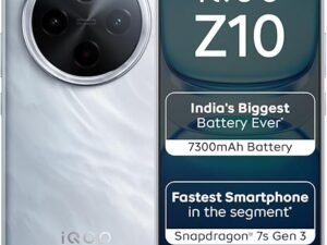 iQOO Z10 5G (Glacier Silver, 8GB RAM, 256GB Storage) | India's Biggest Ever 7300 mAh Battery | Snapdragon 7s Gen 3 Processor | Brightest Quad...