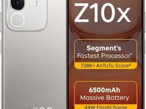 iQOO Z10x 5G (Titanium, 8GB RAM, 128GB Storage) | 6500 mAh Large Capacity Battery | Dimensity 7300 Processor | Military-Grade Durability