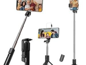 Kratos K2 Selfie Stick with Tripod Stand, 3 in 1 Multifunctional design, Rechargable LED Light with Two Brighness Levels for Make up, Selfie,...
