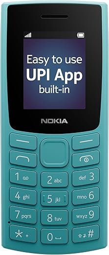 Nokia All-New 105 Single Sim Keypad Phone with Built-in UPI Payments, Long-Lasting Battery, Wireless FM Radio | Cyan