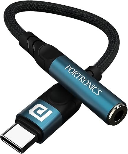 Portronics iKonnect C Pro Type C to 3.5 mm Audio Jack Connector with DAC Headphone Converter Adapter Compatible with iPhone 15 Pro Max/15 Pro/15...