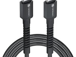 Portronics Konnect X 60W Type C to Type C Unbreakable Nylon Braided Cable, 2M Fast Charging Cable for iPhone 15 series, iPad, Samsung Galaxy &...
