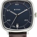 Titan Neo Curve Quartz Analog with Date Blue Dial Brown Leather Strap Watch for Men - NT1885SL03