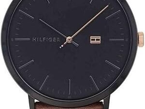 Tommy Hilfiger Quartz Analog Black Dial Leather Strap Watch for Men-NETH1791461