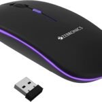 ZEBRONICS Blanc Slim Wireless Mouse with Rechargeable Battery, BT + 2.4GHz, 4 Buttons, 800/1200/1600 DPI, Silent Operation, Multicolor LED Lights